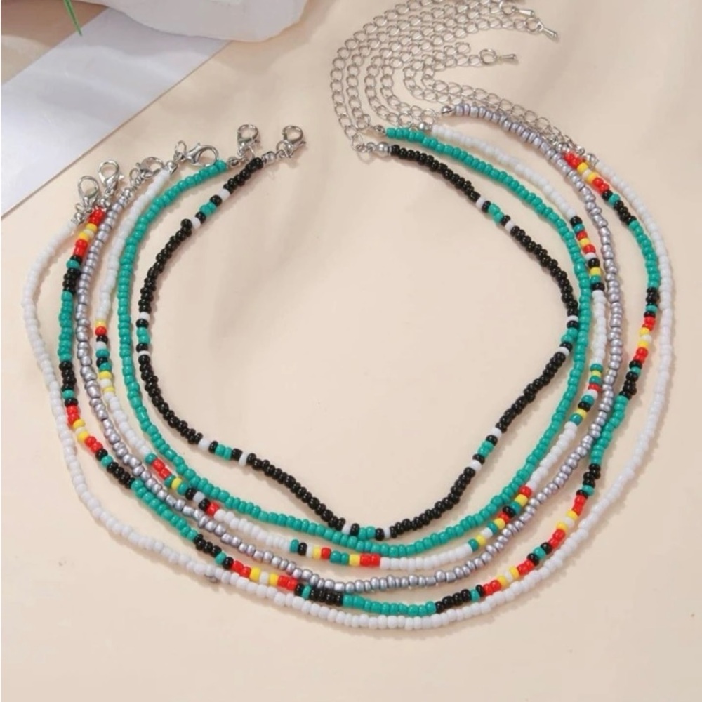 Beach BOHO festival summer vacay  beaded multilayer necklace.